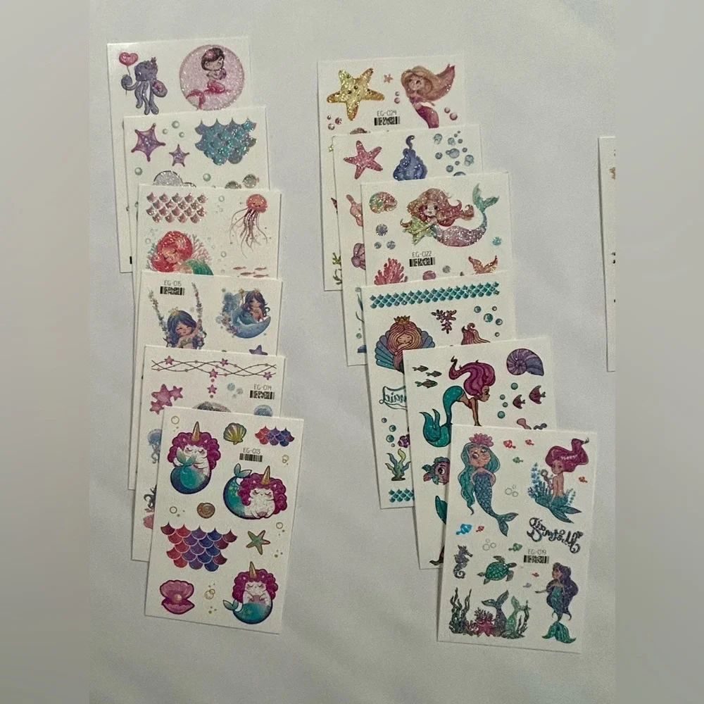 NEW Glitter Temporary Tattoo, 24 Sheets 240+ Glitter Metallic Tattoos